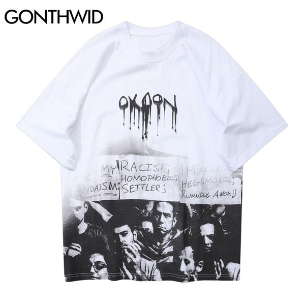 

hip hop tshirts streetwear creative print short sleeve tees shirts fashion punk rock gothic casual cotton t-shirt 210602, White;black