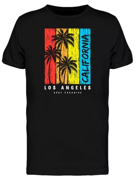 

Rainbow Los Angeles California Tee Men's -Image by Shutterstock, White;black