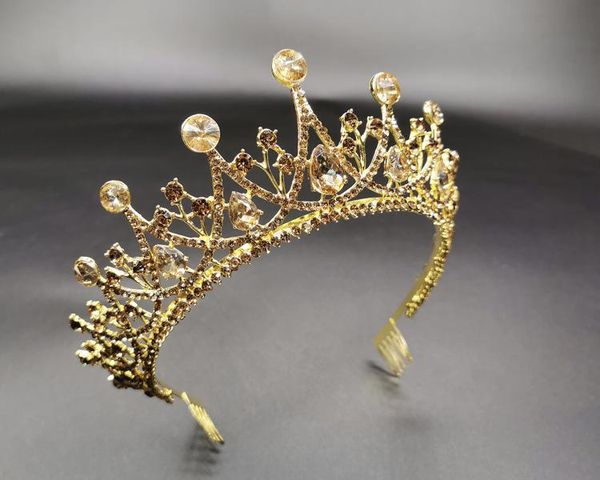 

hair clips & barrettes bridal crown baroque gold color vintage tiara wedding dress accessories female adult, Golden;silver