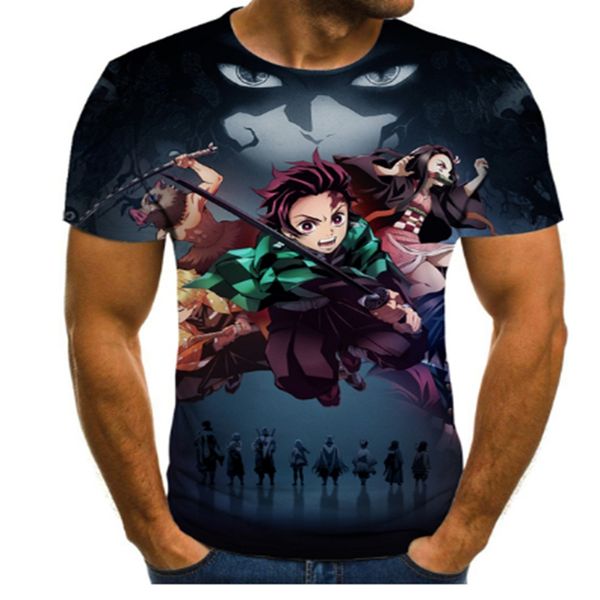

2022 sell kimetsu no yaiba graphic t-shirt anime harajuku summer men's t-shirt 3d boy clothing plus size fashion men, White;black