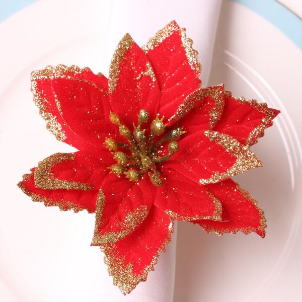 

napkin rings 10pc christmas decoration flower ring red flannel table buckle wreath