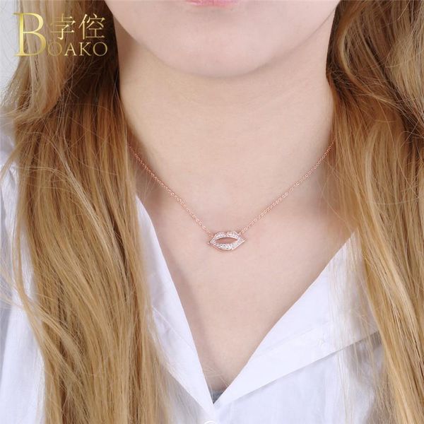 

women's lips pendants necklace for women austrian crystal wedding accessories jewelry girlfriend valentine's day gifts r5fd pendan, Silver