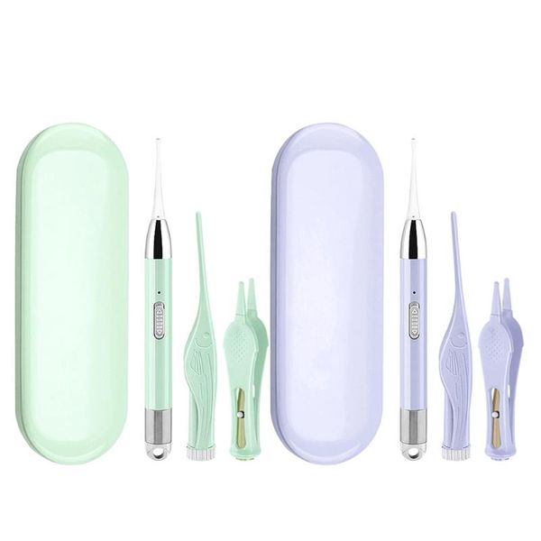 

electric nose & ear trimmers 3 pcs earpicks wax removal tools with led light spoon digger tweezers cleaning pick nipper for kids baby