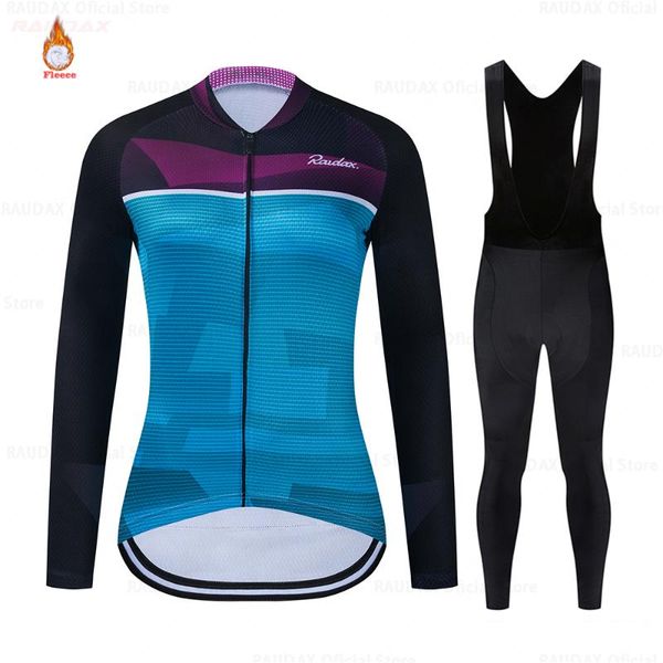 

lady's cycling jersey 2021 pro team women road bike winter clothing mtb bib pants ropa ciclismo thermal fleece racing sets, Black;blue