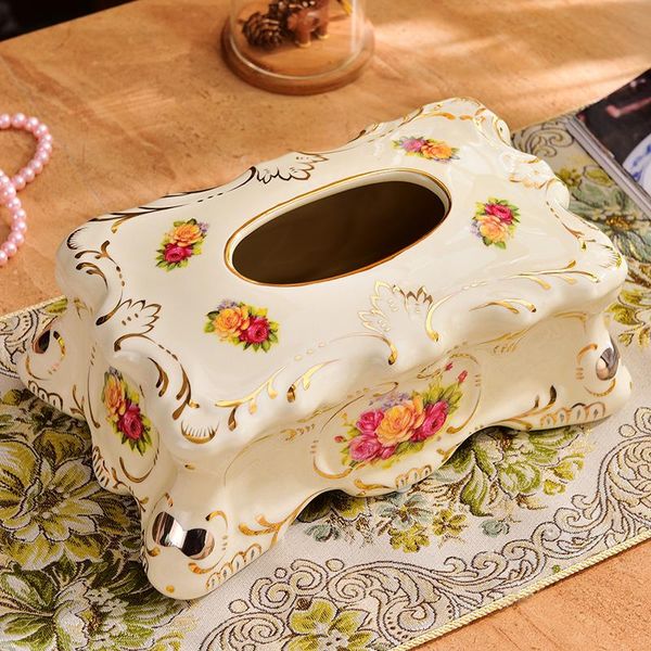 

bath accessory set european style ceramic tissue boxes, luxury napkin paper retro pastoral home accessories