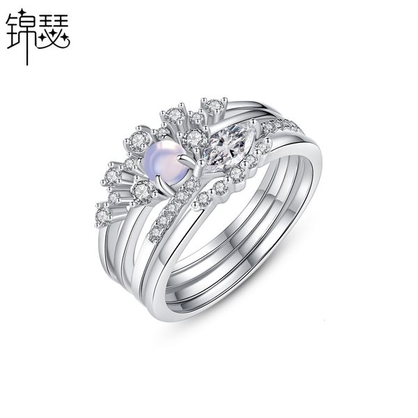 

925 sterling silverboutique zirconium diamond ring yisheng creative korean fashion detachable women's set, a multi wea gift, Golden;silver