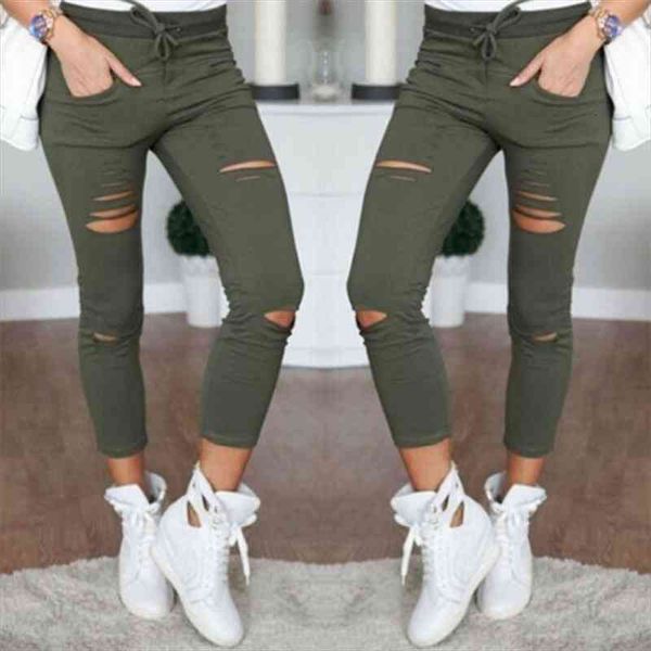

women pants pencil trousers skinny stretch pants for women ladies female slim trousers fashion spring autumn hole sweatpants, Black;white