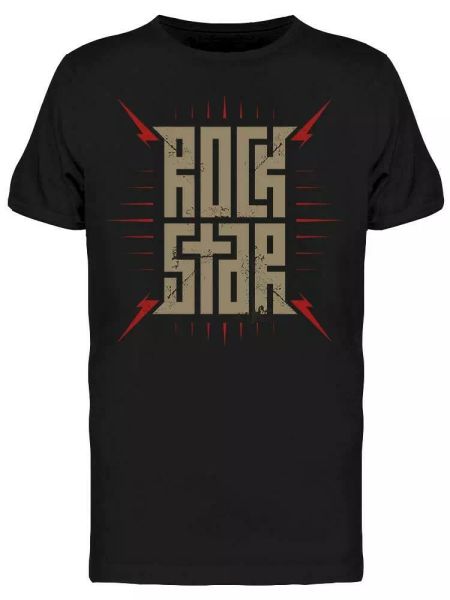 

Rock Star Graphic Lettering Tee Men's -Image by Shutterstock, White;black