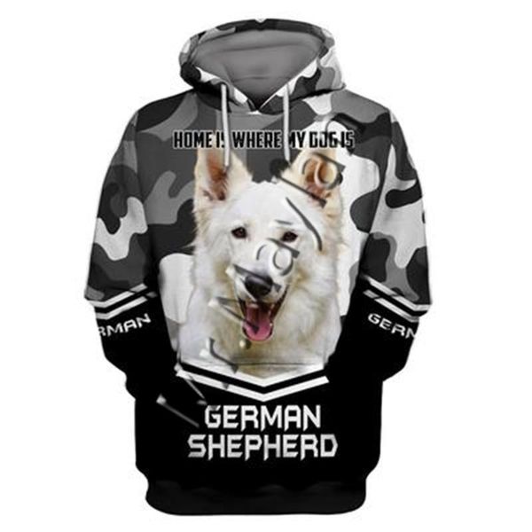 

men's hoodies & sweatshirts 3d graphic animals dog art german shepherd hoodie men/women casual streetwear sweatshirt pullover w09, Black