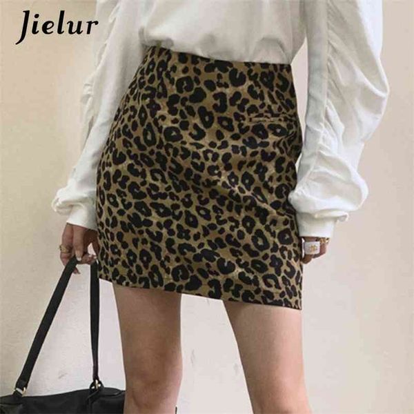 

leopard striped skirts women's korean mini s-xl female retro slim high-waisted ladies spring autumn 210426, Black