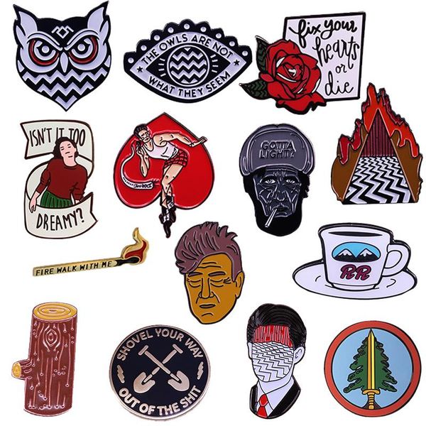 

pins, brooches twin peaks enamel pin brooch david lynch tv series jewelry badge, Gray