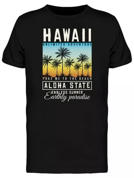 

Hawaii Aloha State Typography Men's Tee -Image by Shutterstock, White;black