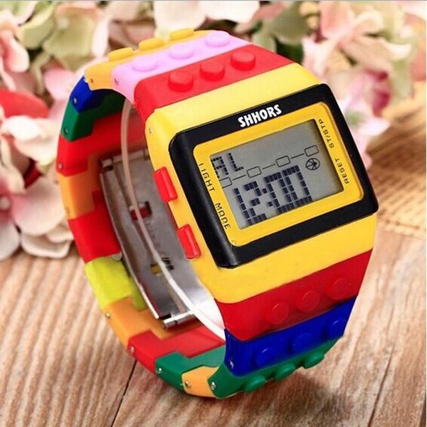 

rainbow plastic band watches drop brand women mens watch led electronic fashion casual wristwatch wristwatches, Slivery;brown