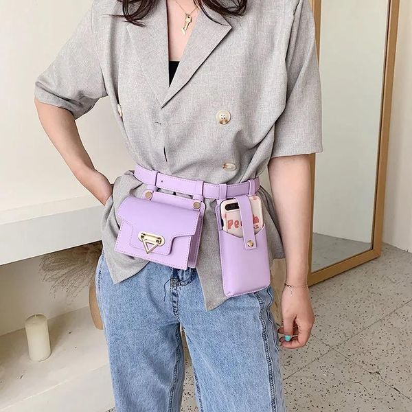

luxury two piece waist bag women's leisure messenger chest waterproof belt mobile phone multi function wallet bags