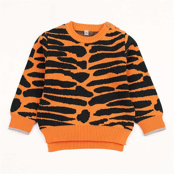 

0-3yrs boy girl autumn winter long sleeve stripe knitted sweater baby boys leopard print sweaters for girls kids clothes, Blue
