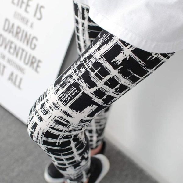 

women's leggings women print milk silk black thin workout mid ankle-length fitness legging pants street wear