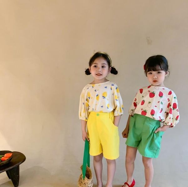 

shorts 2021 style girls boys summer cotton fashion kids 1-6 years yu219, Black