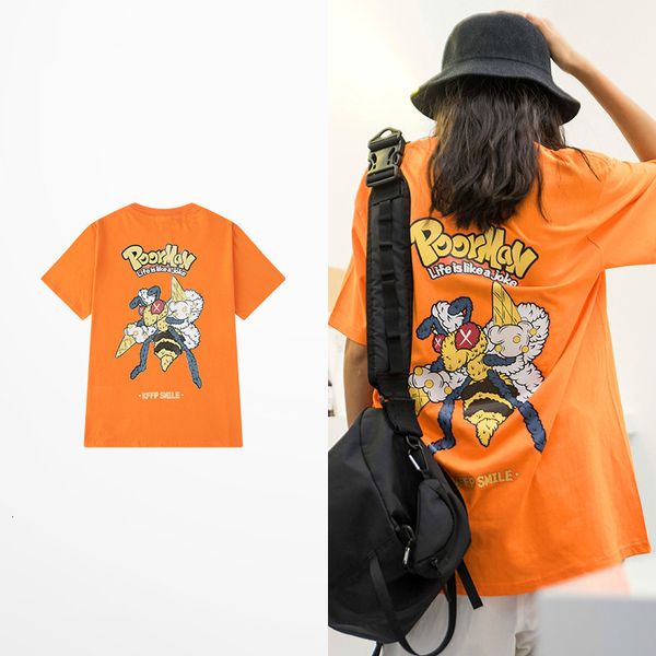 

tee portrait cartoons streetwear t summer 100% cotton harajuku t-shirts high-street men orange green shirt, White;black