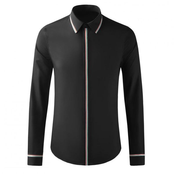 

men's casual shirts minglu cotton male luxury long sleeve simple mens dress fashion slim fit ribbon business man 4xl, White;black