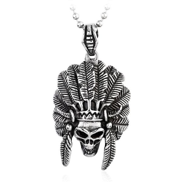 

pendant necklaces 316l stainless steel vintage skull necklace punk personality jewelry for man, Silver