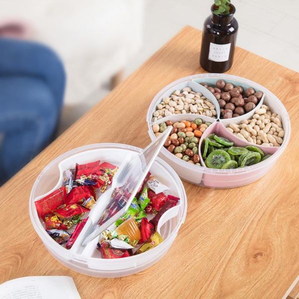 

kitchen storage & organization 1pc multifunction snacks fruit dishes snack tray deskdecor melon seeds candy boxes with handle lid