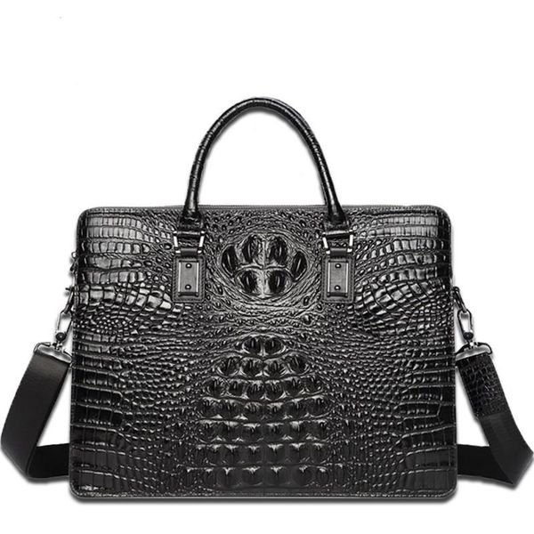 

real leather crocodile pattern men business handbag large briefcase briefcases