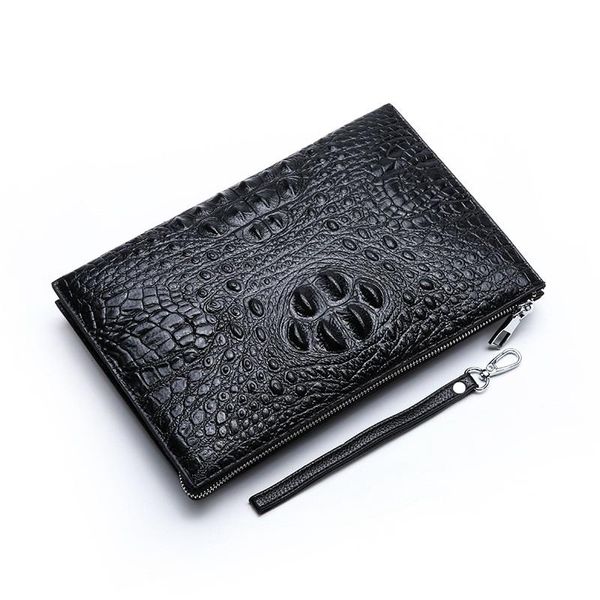 

wallets crocodile men clutch bag leather long purse zipper alligator business wallet black brown male casual handy bags, Red;black