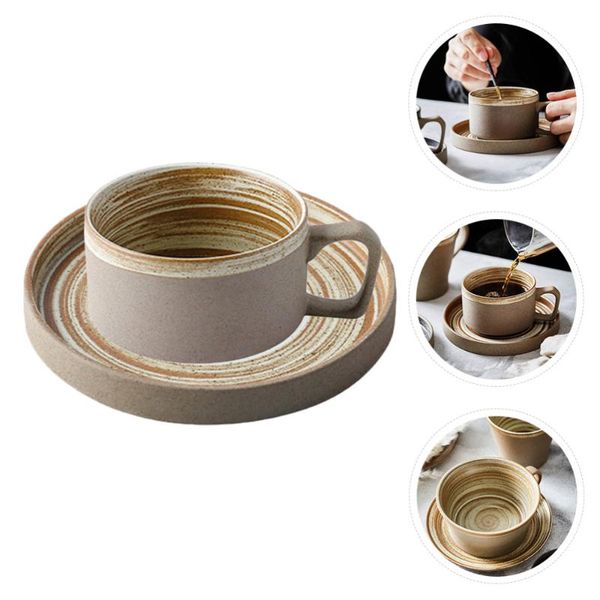 

mugs 1 set home coffee mug water cup with tray kitchen accessory (coffee)