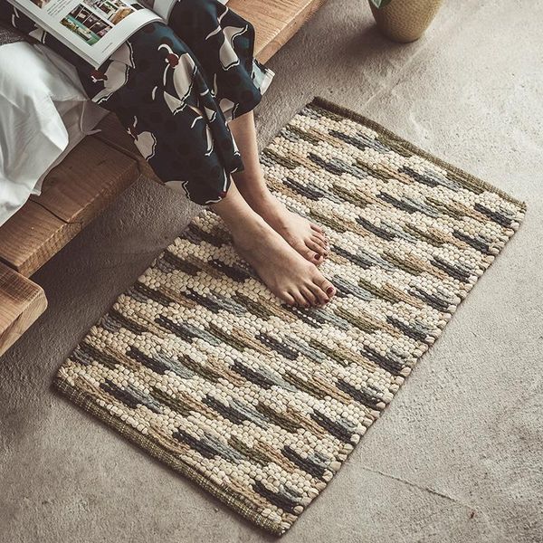 

carpets handmade rug knitting texture area floor door mat vintage national cotton rugs carpet home bedroom living room decor 50x80cm