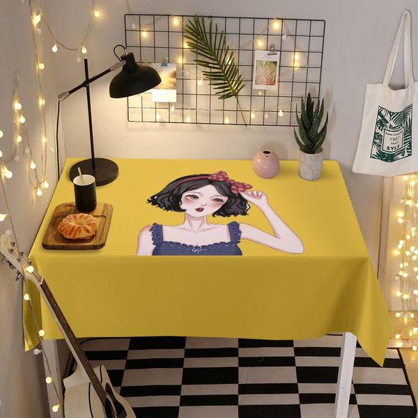 

table cloth cartoon girl cotton and linen tablecloth literary female student dormitory desk coffee interior decoration ornaments