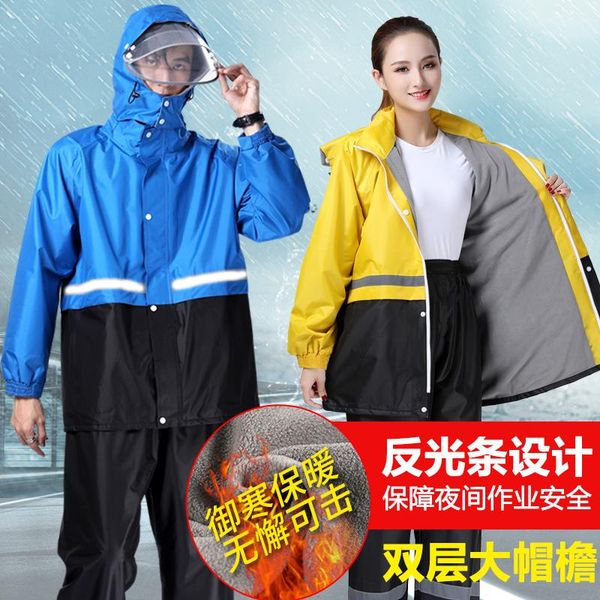 

raincoats waterproof thick hooded raincoat suit men outdoor plus velvet split warm regenpak dames household merchandises ef50rc