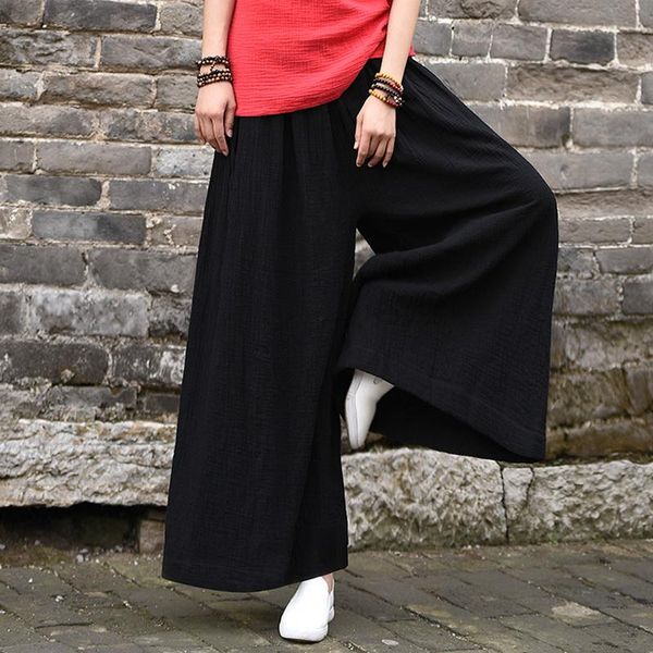

women's pants & capris suehaiwe's brand italy style long wide leg women casual loose solid trousers female spring soft flax lady&#, Black;white