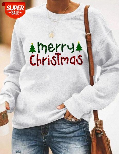 

christmas women's bottoming sweater with letter printing round neck long-sleeved women #wd6d, Black