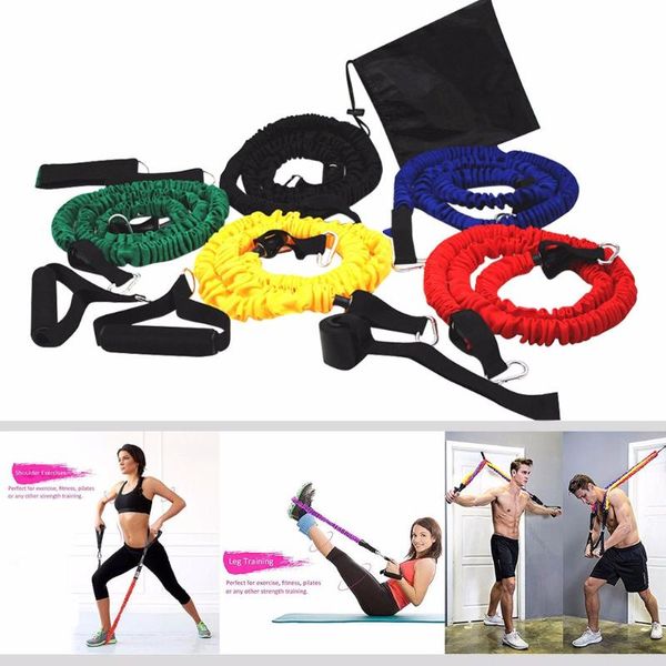 

multifunction exercise resistance bands with handles 5 fitness workout bag home gyms elastic pull rope