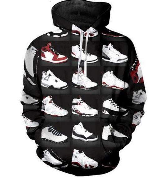 

release new fashion man women designer perfect harajuku style classic shoes 3d print long sleeve hoodies casual sportswear 2345, Black