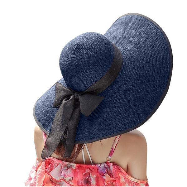 

wide brim hats womens sun solid color summer hat foldable roll up floppy beach uv caps, Blue;gray