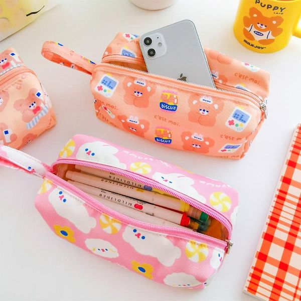 

cosmetic bags & cases cute bearcanvas make girls pencil case school pen supplies bag pencils pouch stationery