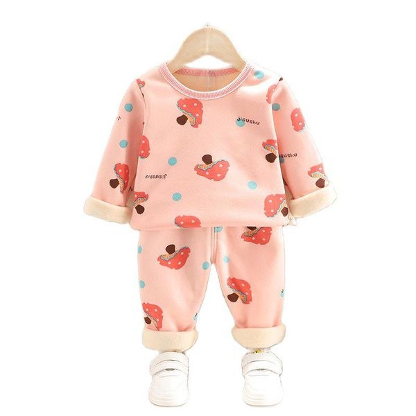 

clothing sets spring, autumn and winter boys' suits fashion casual printed round neck pink warm clothes 4t, White