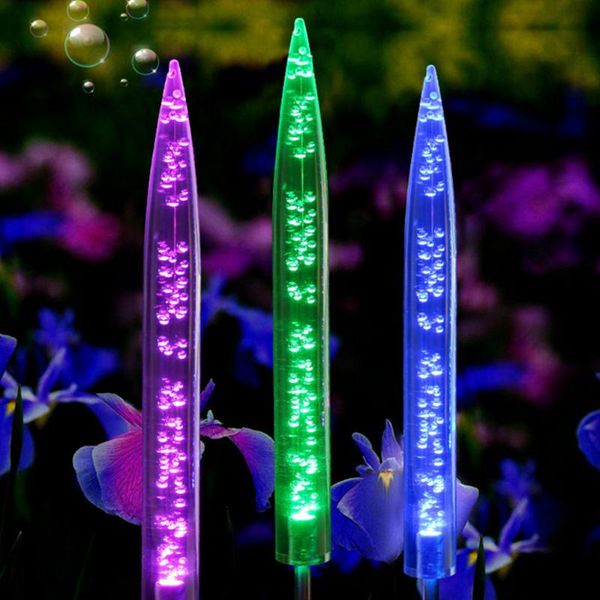

solar led lawn light rgb cone stake bubble lights garden patio glow lamp changing color nightlight waterproof ip65 lamps