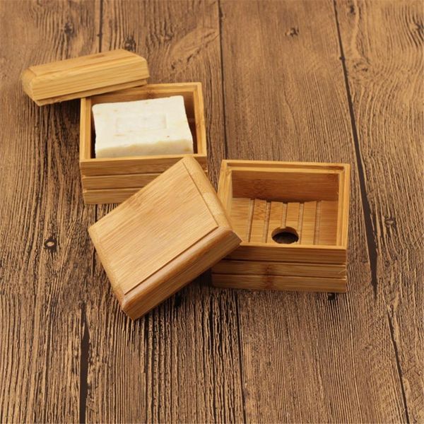 

bamboo drain soap box dishes wooden storage tray holder travel supplies cleaner 8x8.1x5.2cm