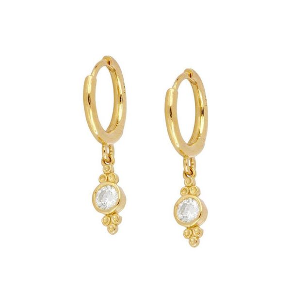 

hoop & huggie 925 sterling silver ear buckle ladies crystal zircon earrings gold/silver exquisite jewelry elegant retro birthday gift, Golden;silver