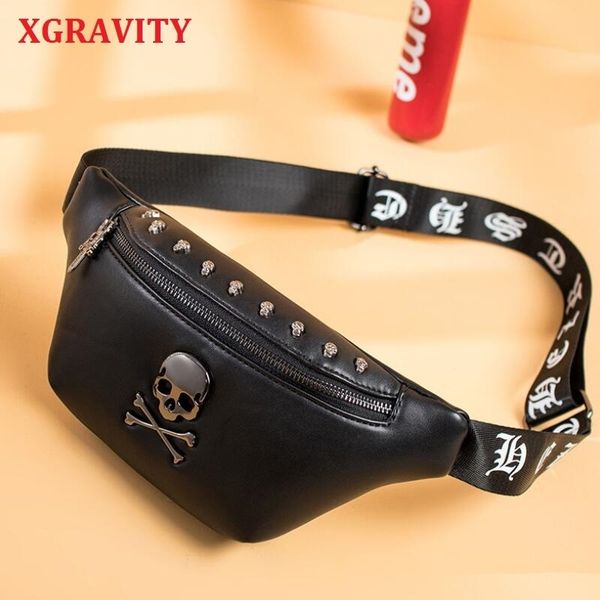 

xgravity new design punk waist bags cool unique designer fashion ladies chest packs women skull bags female ghost bag h026 210429