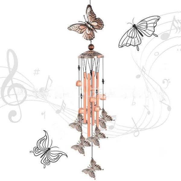 

decorative objects & figurines 1pc outdoor butterfly wind chimes yard garden tubes bells copper antique windchime wall hanging home decor de