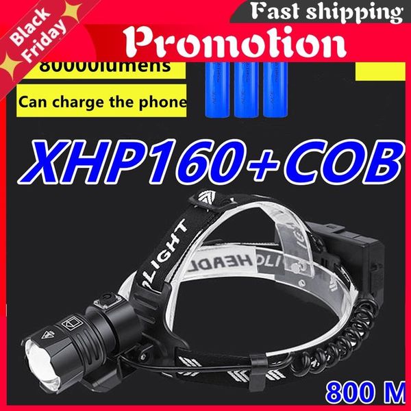 

headlamps xhp160 powerful led headlamp 800000lm head torch xhp70 headlight lamp usb rechargeable lights 18650 lantern