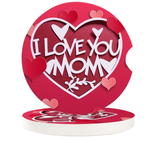 

table runner ceramic stone round car coasters set i love you mom mug tea cup cold drinks mat decoration