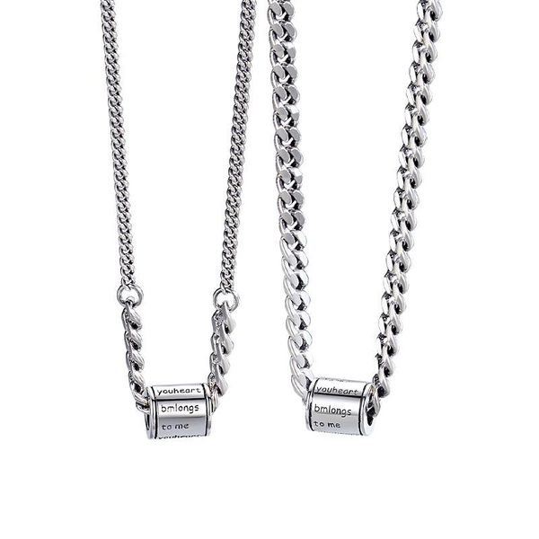 

chains fashion boutique retro couple necklace men's and women's sterling silver hip hop column net red letter item jewelry ing gif