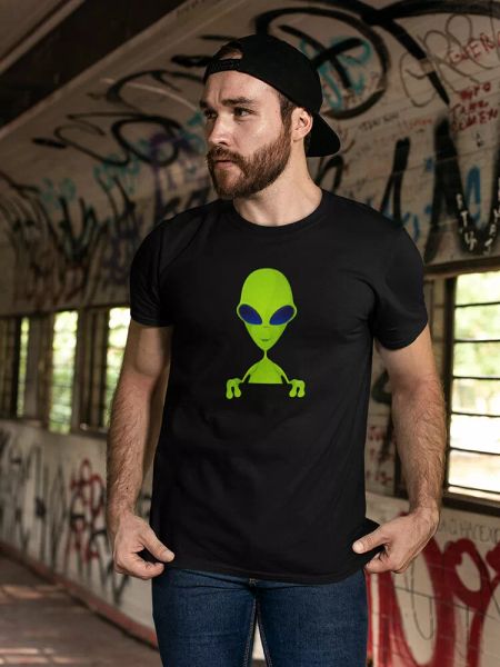 

cartoony alien tee men's -image by shutterstock, White;black