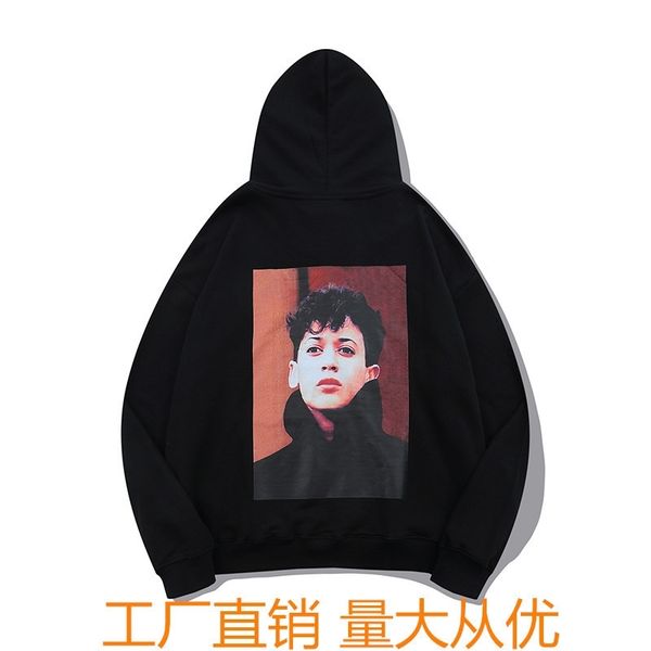 

bear of god fog essentials art portrait printing couple loose hooded sweater trend, Black