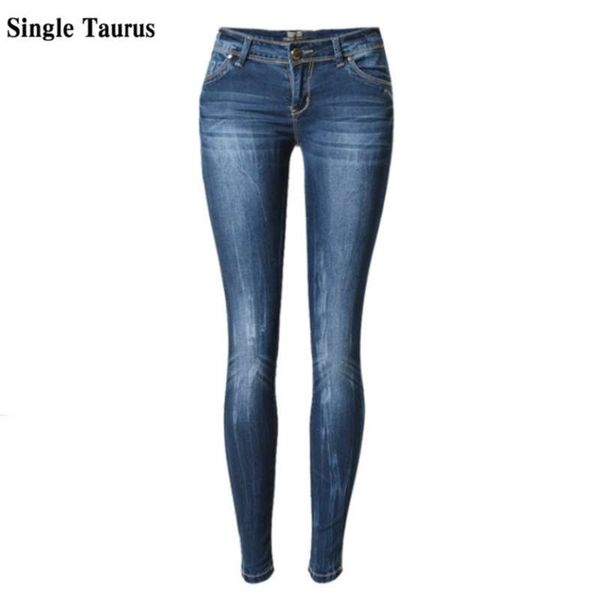 

low waist blue skinny jean fashion washed bleached scratched femme plus size push up vintage slim cotton trousers 210927