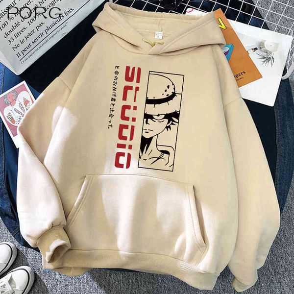 

2021 studio mens luffy one piece anime prints cloth funny pullover hoodi fashion crewneck sweatshirts harajuku, Black